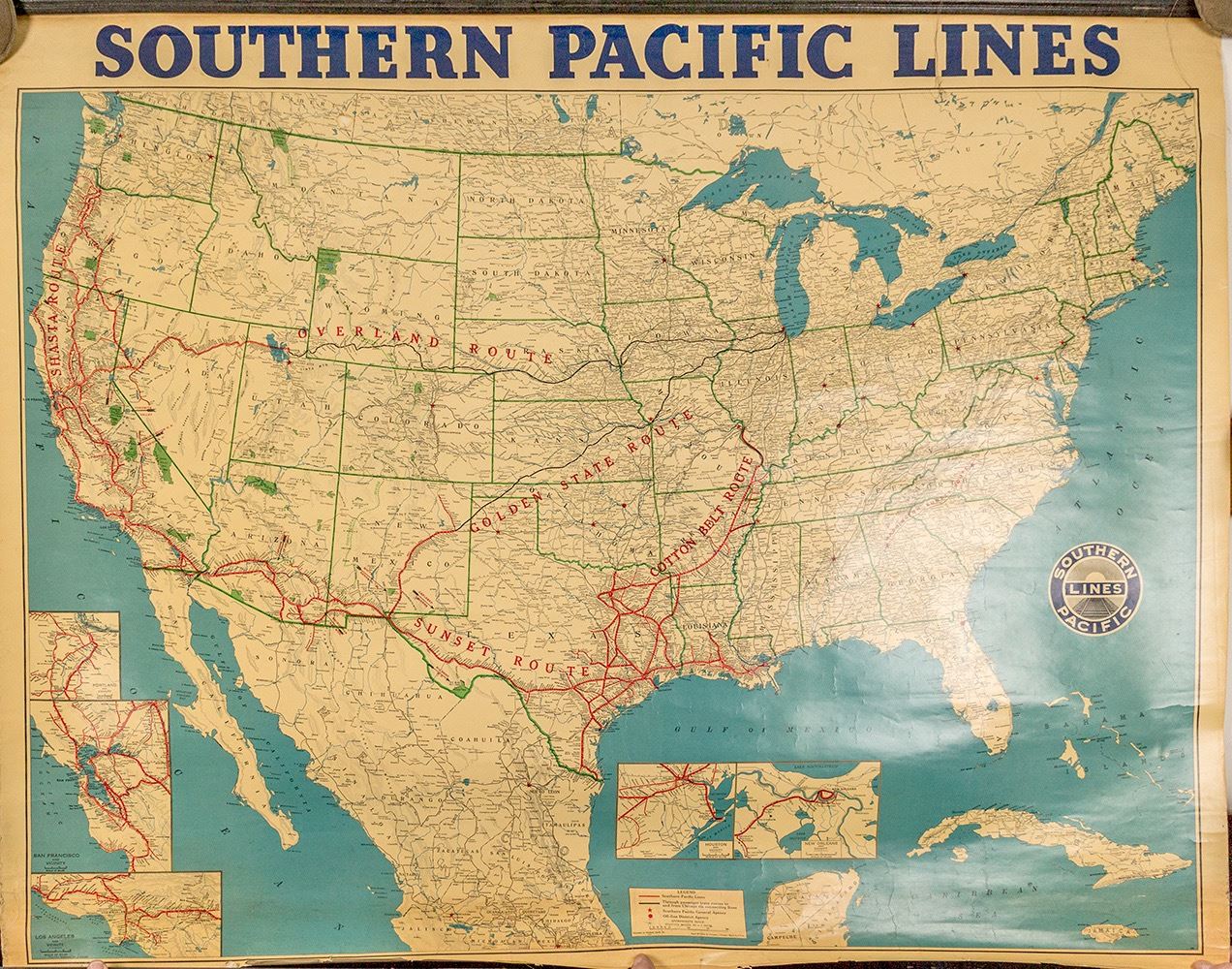 US Southern Pacific Wall Map