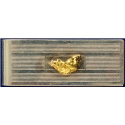 Gold Nugget on Silver Money Clip