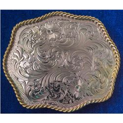 Shiny Detailed Western Silver Plated Belt Buckle