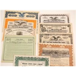 Montana Mining & Other Stock Certificates