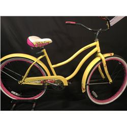 YELLOW HUFFY CRANBROOK SINGLE SPEED CRUISER BIKE