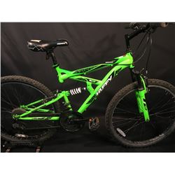 GREEN HUFFY ROCK CREEK 18 SPEED FULL SUSPENSION MOUNTAIN BIKE