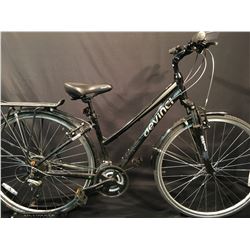 BLACK DEVINCI ZURICH 21 SPEED EASY STEP FRONT SUSPENSION HYBRID BIKE
