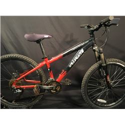 BLACK SPECIALIZED HARDROCK SPORT 24 SPEED FRONT SUSPENSION KIDS MOUNTAIN BIKE WITH FULL DISC BRAKES