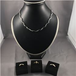 4 PIECES TOTAL, 1 - LADIES 18KT YELLOW GOLD & RHODIUM FINISH DIAMOND DRESS RING, INCL 12 ROUND