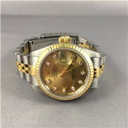 1 PIECE TOTAL, 1 - LADIES ROLEX WRIST WATCH, OYSTER PERPETUAL DATEJUST. STAINLESS STEEL ROUND