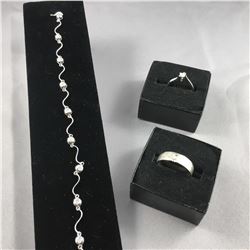 3 PIECES TOTAL. 1 - 14KT WHITE GOLD DIAMOND SET LADIES ENGAGEMENT OR DRESS RING, INCL 1 ROUND