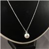 Image 2 : 3 PIECES TOTAL. 1 - 14KT WHITE GOLD ROUND WHITE FRESH WATER CULTURED PEARL AND DIAMOND PENDANT, 1