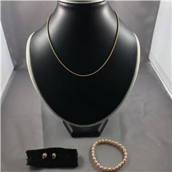 3 PIECES TTL. 1 - PAIR OF 18KT YELLOW GOLD DIAMOND SET EARRINGS, 2 ROUND BRILLIANT CUT DIAMONDS,