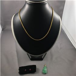 3 PIECES TTL. 1 - 22KT YELLOW GOLD FOX TAIL LINK CHAIN, WEIGHS 13.70GRAMS, 46CM LONG, REPL VALUE