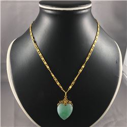 2 PIECES TTL. 1 - HEART SHAPED NATURAL BURMESE JADEITE PENDANT WITH 22KT YELLOW GOLD TOP. DOMED