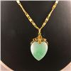 Image 2 : 2 PIECES TTL. 1 - HEART SHAPED NATURAL BURMESE JADEITE PENDANT WITH 22KT YELLOW GOLD TOP. DOMED