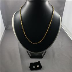 2 PIECES TTL. 1 - 22KT YELLOW GOLD SPIRAL BAR & PEA LINK CHAIN/NECKLACE. WEIGHS 19.40GRAMS, 50CM
