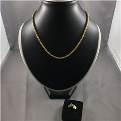 2 PIECES TTL. 1 - 10KT YELLOW GOLD & WHITE GOLD DIAMOND LADIES RING, CONTEMPORARY SOLITAIRE DESIGN