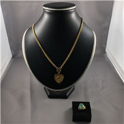 3 PIECES TTL. 1 - LADIES 18KT YELLOW GOLD NATURAL BURMESE JADEITE DRESS RING, VINTAGE OVAL SHAPED