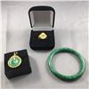 3 PIECES TTL. 1 - ROUND SHAPED STYLE BRACELET, JADE COMPOSITE, 7.55MM WIDE, COLOUR DARK GREEN WITH