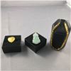 Image 1 : 3 PIECES TTL. 1 - 18KT YELLOW GOLD & NATURAL BURMESE JADEITE KUAN YIN PENDANT, COLOUR LIGHT GREY