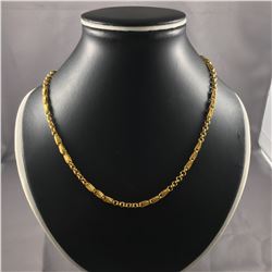 1 PIECE TTL. 1 - 22KT YELLOW GOLD HEAVY PEA & SPIRAL BAR LINK CHAIN, WEIGHS 33.30 GRAMS AND IS 48CM