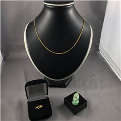 3 PIECES TTL. 1 - 22KT YELLOW GOLD CURBED LINK CHAIN, WEIGHS 9.20GRAMS, 46CM LONG, REPL VALUE