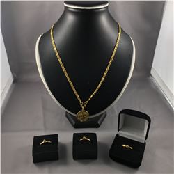 3 PIECES TTL.3 - 18KT YELLOW GOLD COIN BEZEL PENDANTS, TTL WEIGHT 1.90GRAMS, REPL VALUE $235.00. 1
