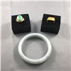 Image 1 : 3 PIECES TTL. 1 - LADIES 14KT YELLOW GOLD NATURAL BURMESE JADEITE VINTAGE STYLE DRESS RING,  1 OVAL