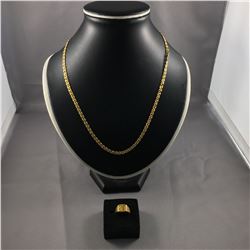 2 PIECES TTL. 1 - 22-24KT YELLOW GOLD "TIGER'S EYE" STYLE LINK CHAIN, WEIGHS 21.20GRAMS, 51CM LONG,