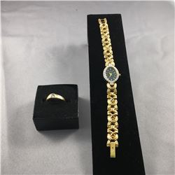 2 PIECES TTL. 1 - 18KT YELLOW GOLD DIAMOND SET LADIES RING, 1 ROUND BRILLIANT DIAMOND, APPROX