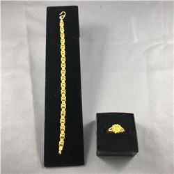 2 PIECES TTL. 1 - 22-24KT YELLOW GOLD FLEXIBLE LINK BRACELET, WEIGHS 15.0GRAMS, 18CM LONG,