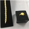 Image 2 : 2 PIECES TTL. 1 - 22-24KT YELLOW GOLD FLEXIBLE LINK BRACELET, WEIGHS 15.0GRAMS, 18CM LONG,