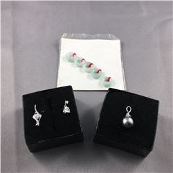 4 PIECES TTL. 1 - 18KT WHITE GOLD DIAMOND SOLITAIRE DESIGN PENDANT, 1 ROUND BRILLIANT CUT DIAMOND,