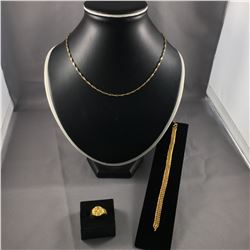 ONE 22-24KT YELLOW GOLD FLEXIBLE LINK BRACELET 18.50CM LONG.  REPLACEMENT VALUE: $ 2200.00 ONE