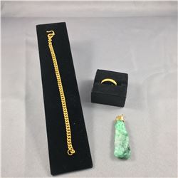 ONE 22-24K YELLOW GOLD CURBED LINK BRACELET 17.50 LONG MARKED 999.9 REPLACEMENT VALUE: $1800.00