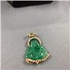 Image 3 : ONE 14KT YELLOW GOLD JADE COMPOSITE  AND COLOURLESS CUBIC ZIRCONIA BUDDHA PENDANT. HAS A 14KT