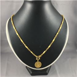 ONE 22-24KT YELLOW GOLD SPIRAL BAR & PEA LINK CHAIN 55CM LONG REPLACEMENT VALUE:$4385. ONE 22-24KT