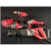 Image 1 : LOT OF ASSORTED MILWAUKEE POWER TOOLS: 1 DRILL, 2 GRINDERS, SAWZALL, 2 BATTERIES & CHARGER