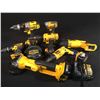 Image 1 : LOT OF ASSORTED DEWALT POWER TOOLS: 5 DRILLS, GRINDER, SAWZALL, 4 BATTERIES & 2 CHARGERS