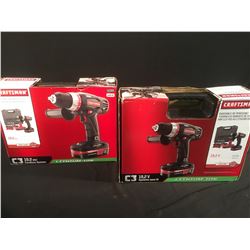 (2) CRAFTSMAN 19 VOLT 1/2 INCH HEAVY DUTY DRILL/DRIVER KITS