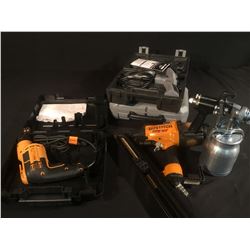 BOSTITCH SNAPSHOT FRAMING NAILER, CORDED DRILL, MASTER CRAFT INSPECTION CAMERA, DREMEL IN CASE &