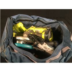 BAG OF ASSORTED RYOBI & MAKITA POWER TOOLS