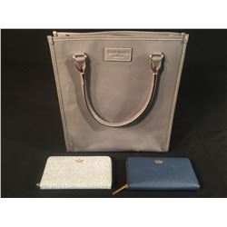GREY KATE SPADE HANDBAG & 2 KATE SPADE WALLETS
