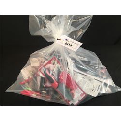 BAG OF ASSORTED KITCHEN KNIVES, LIGHTERS & MUGS