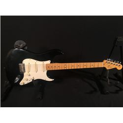 BLACK & WHITE FENDER STRATOCASTER ELECTRIC GUITAR WITH CASE - MADE IN THE USA