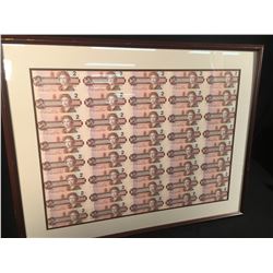 UNCUT SHEET OF 1986 CANADIAN $2 BILLS - 40 BILLS ON SHEET