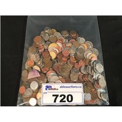 BAG OF ASSORTED CANADIAN & FOREIGN COINS