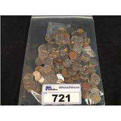 BAG OF ASSORTED CANADIAN & FOREIGN COINS