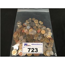 BAG OF ASSORTED CANADIAN & FOREIGN COINS