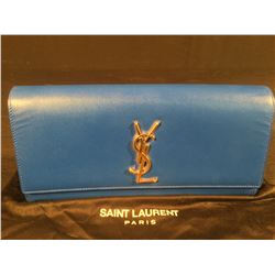 BLUE YVES SAINT LAURENT LEATHER CLUTCH