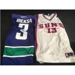 CANUCKS BIEKSA SIGNED JERSEY & PHOENIX SUNS NASH SIGN JERSEY - NOT AUTHENTICATED