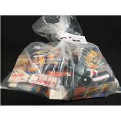 BAG OF ASSORTED COSMETICS, RAZOR BLADES & MORE