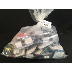BAG OF ASSORTED DOOR KNOBS, SWITCHES, GARAGE DOOR HARDWARE & MORE